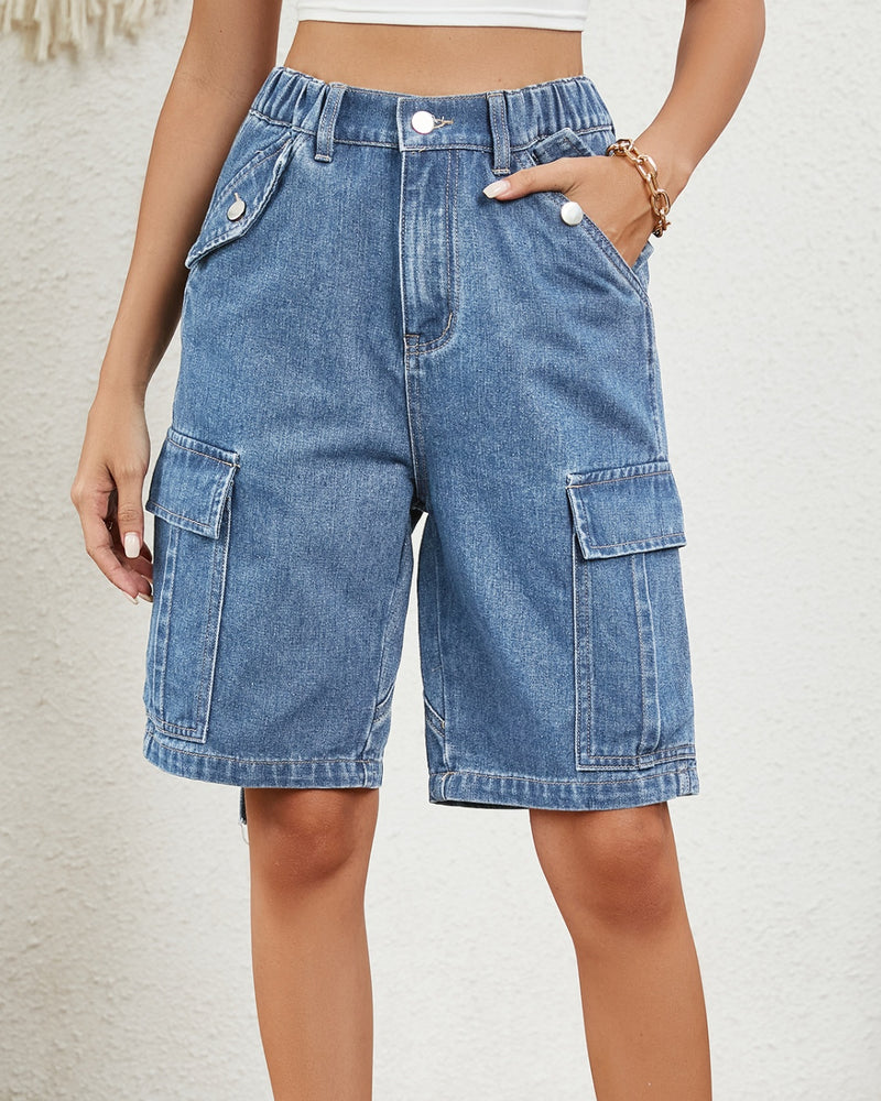 BEAUTIFUL I AM High Waist Denim Shorts with Pockets