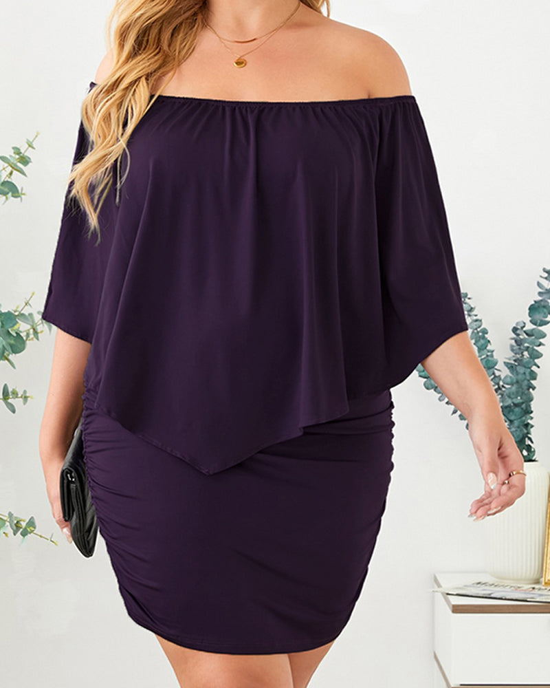 BEAUTIFUL I AM Full Size Off-Shoulder Half Sleeve Dress