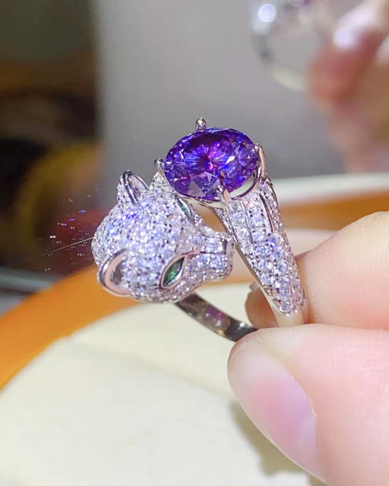 BEAUTIFUL I AM 2 Carat Moissanite Jewelry Adjustable Animal Bypass Ring