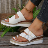 BEAUTIFUL I AM Double Buckle PU Leather Sandals Shoes