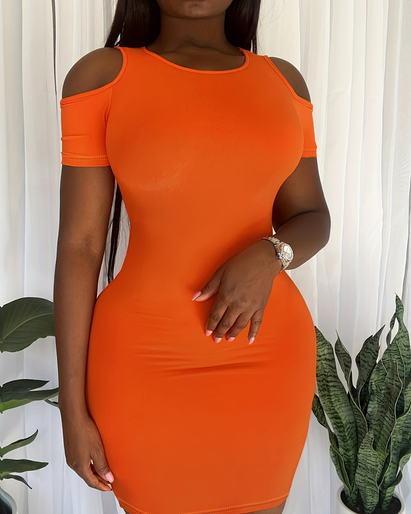BEAUTIFUL I AM Plus Size Cold Shoulder Short Sleeve Mini Dress