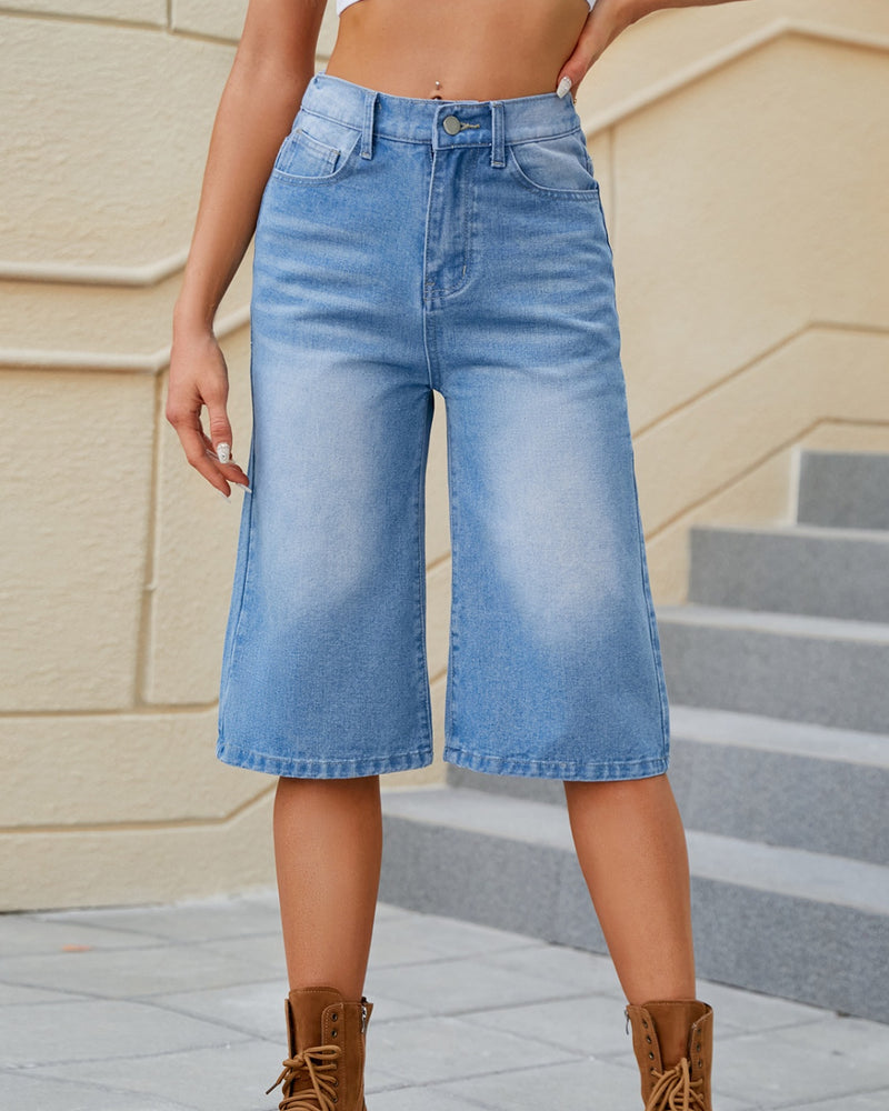BEAUTIFUL I AM High Waist Denim Shorts with Pockets