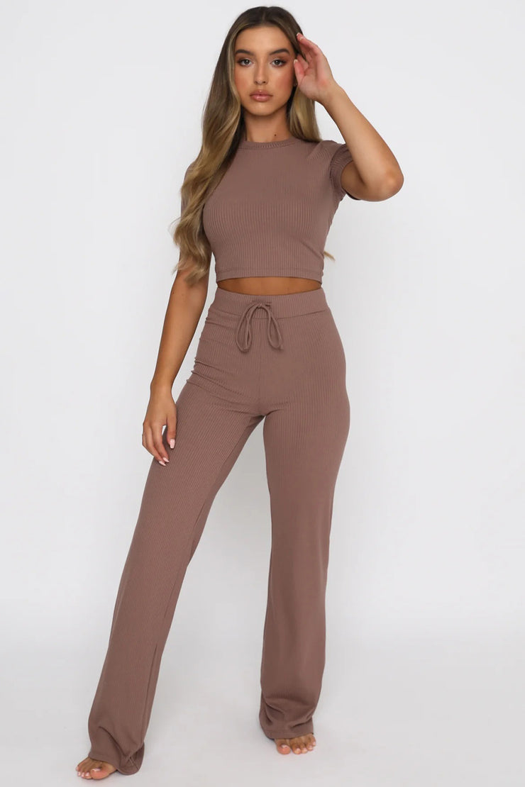 BEAUTIFUL I AM Round Neck Short Sleeve Top and Pants Set