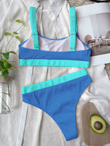 BEAUTIFUL I AM Contrast Scoop Neck Wide Strap Two-Piece Swim Set