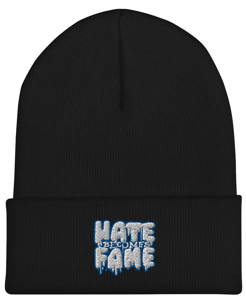 EG3BEATS HATE BECOMES FAME BLUE Cuffed Beanie Hat