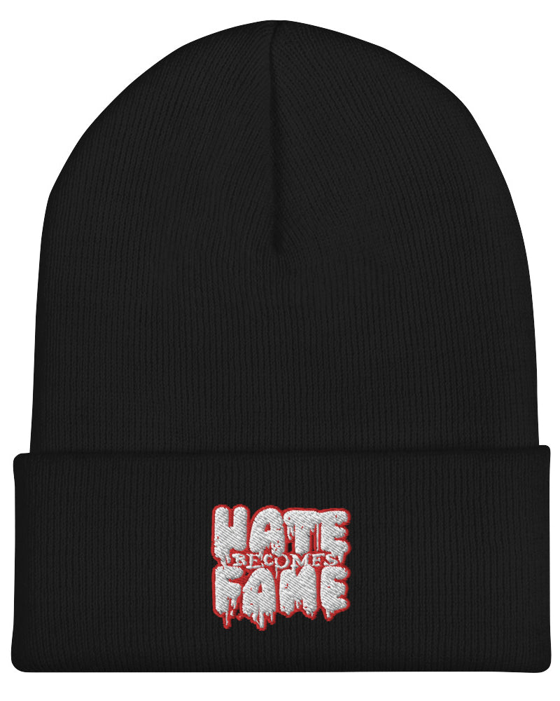 EG3BEATS HATE BECOMES FAME RED Cuffed Beanie Hat
