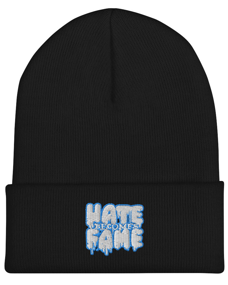 EG3BEATS HATE BECOMES FAME AQUA Cuffed Beanie Hat