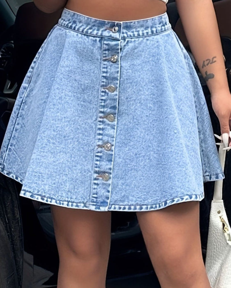 BEAUTIFUL I AM Buttoned Mini Denim Skirt Dress