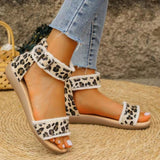 BEAUTIFUL I AM Animal Print Open Toe Sandals Shoes