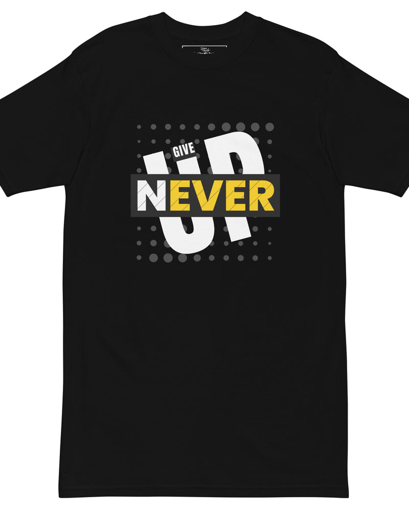 EG3BEATS NEVER GIVE UP Men’s Premium Heavyweight T-Shirt
