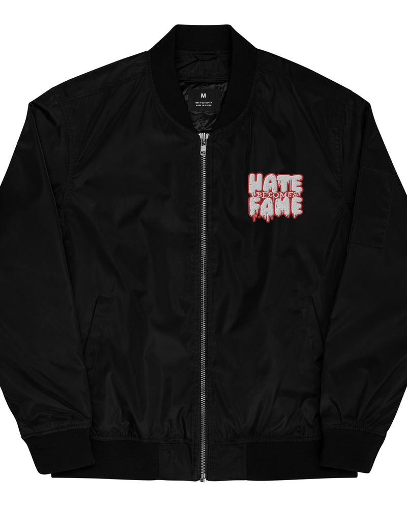 EG3BEATS HATE BECOMES FAME RED Premium Recycled Bomber Jacket