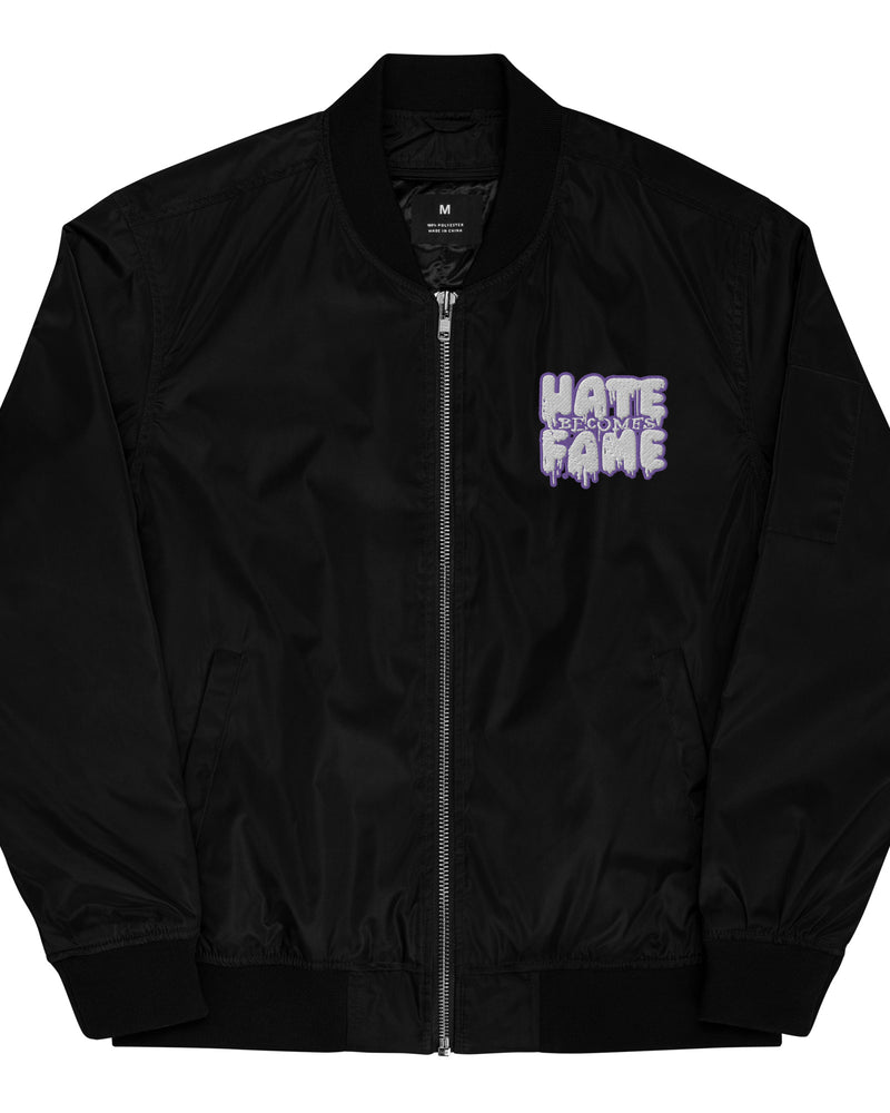 EG3BEATS HATE BECOMES FAME PURPLE Premium Recycled Bomber Jacket