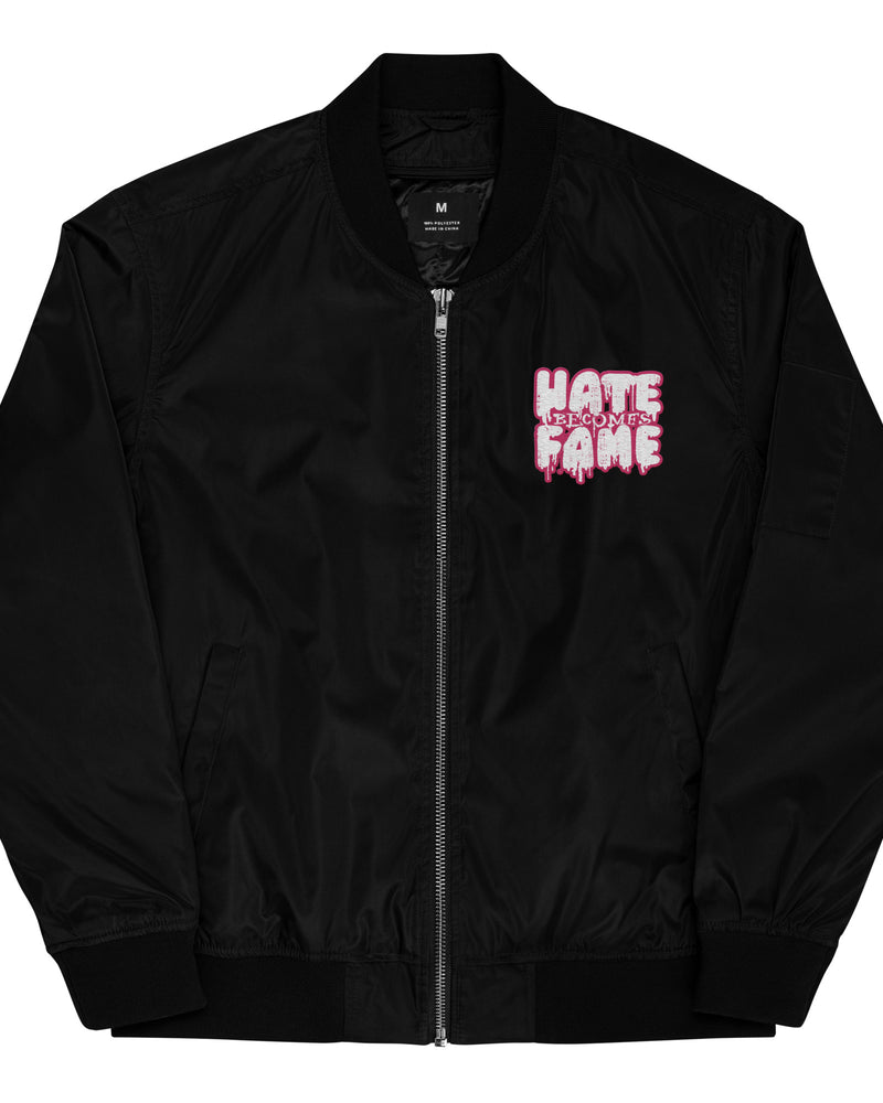 EG3BEATS HATE BECOMES FAME PINK Premium recycled bomber jacket