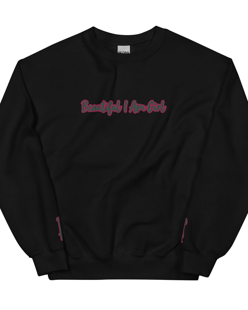 BEAUTIFUL I AM GIRL GREEN PINK Unisex Sweatshirt