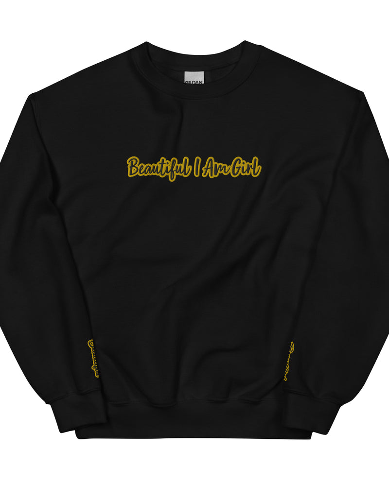 BEAUTIFUL I AM GIRL BLACK YELLOW Unisex Sweatshirt