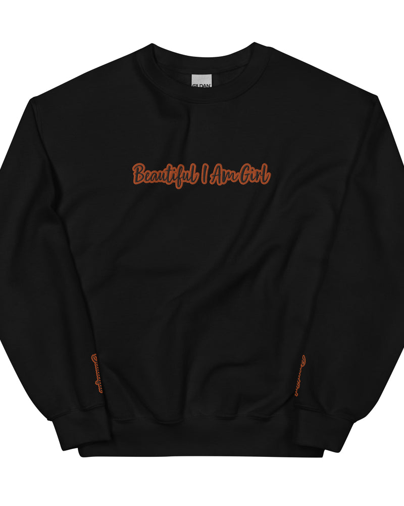 BEAUTIFUL I AM GIRL BLACK ORANGE Unisex Sweatshirt
