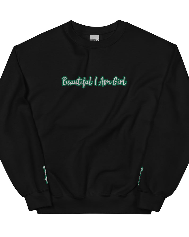 BEAUTIFUL I AM GIRL WHITE GREEN Unisex Sweatshirt