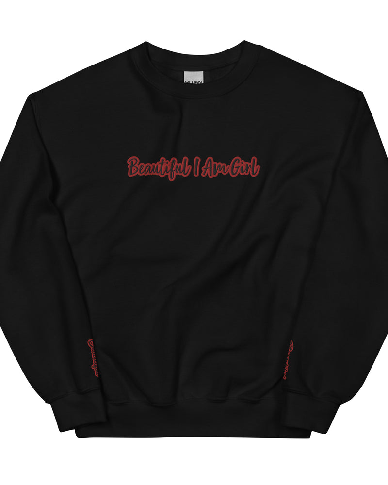BEAUTIFUL I AM GIRL BLACK RED Unisex Sweatshirt