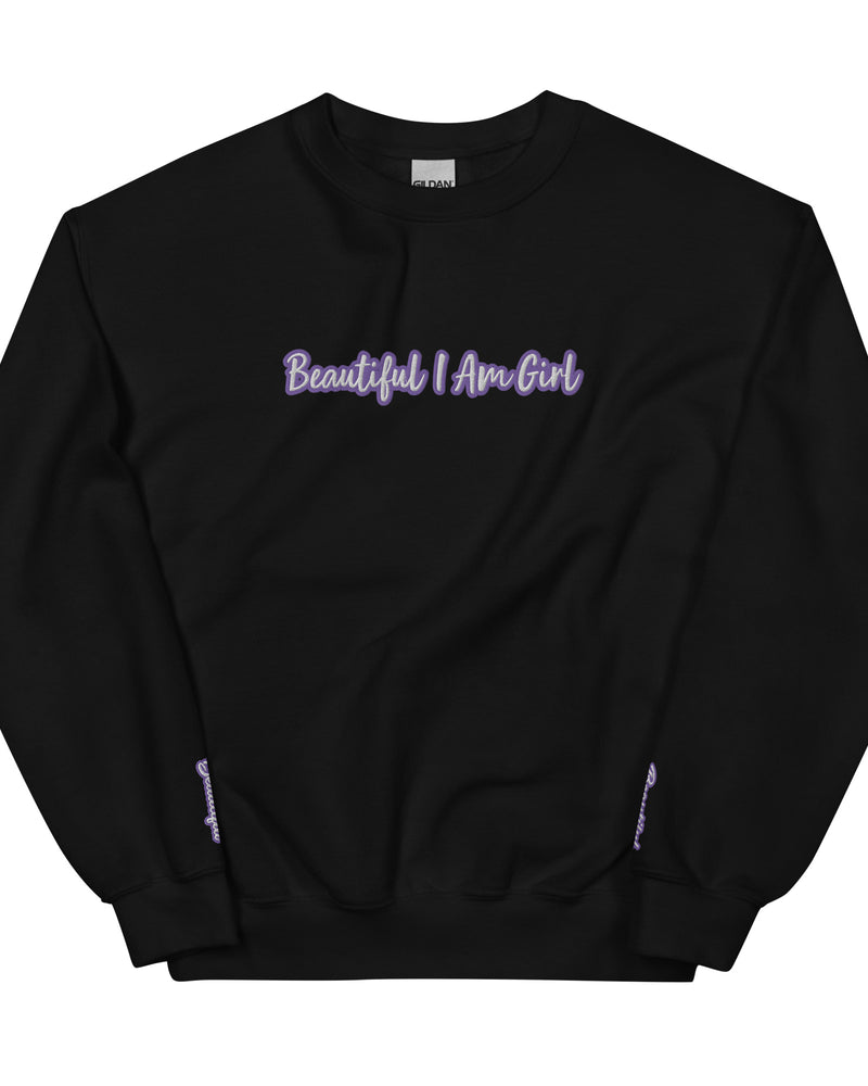 BEAUTIFUL I AM GIRL WHITE PURPLE Unisex Sweatshirt
