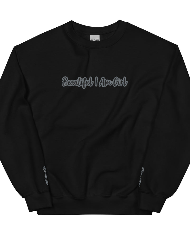 BEAUTIFUL I AM GIRL BLACK GREY Unisex Sweatshirt