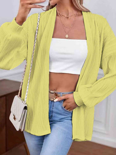 BEAUTIFUL I AM Open Front Lantern Sleeve Cardigan