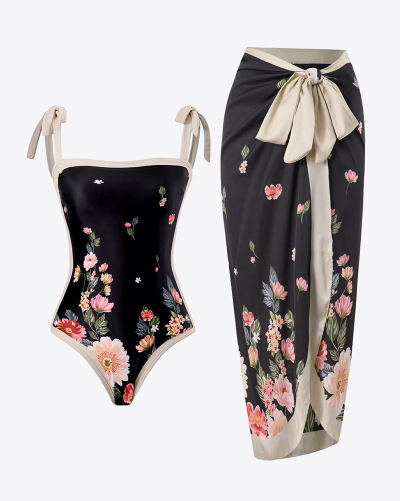 BEAUTIFUL I AM Floral Tie-Shoulder Two-Piece Swim Set