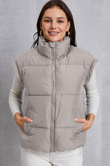 BEAUTIFUL I AM Zip Up Turtleneck Pocketed Vest Coat