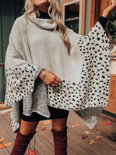 BEAUTIFUL I AM Leopard Turtleneck Poncho