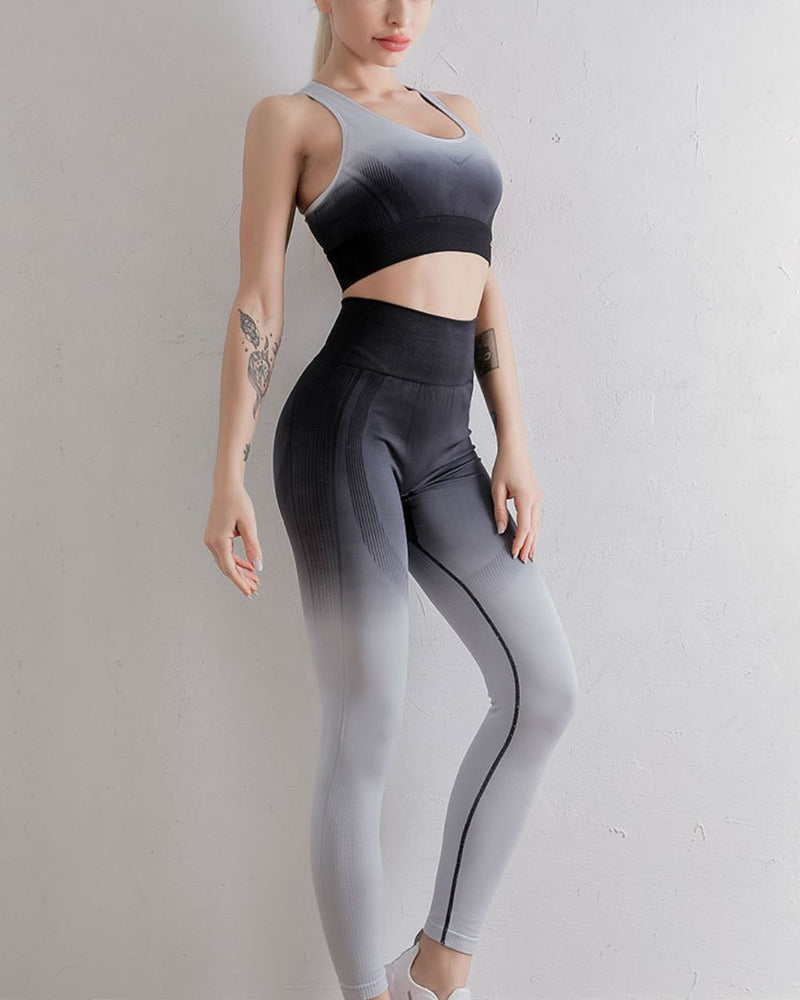 BEAUTIFUL I AM Gradient Sports Bra and Leggings Set Active Wear