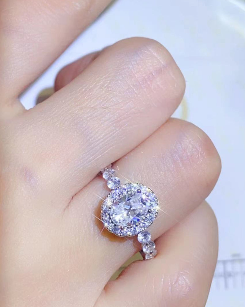 BEAUTIFUL I AM 1 Carat Moissanite Jewelry 925 Sterling Silver Halo Ring