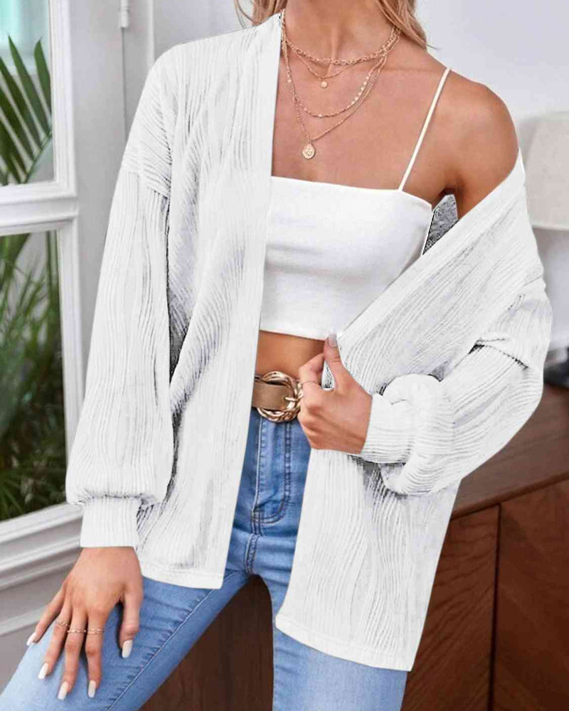 BEAUTIFUL I AM Open Front Lantern Sleeve Cardigan