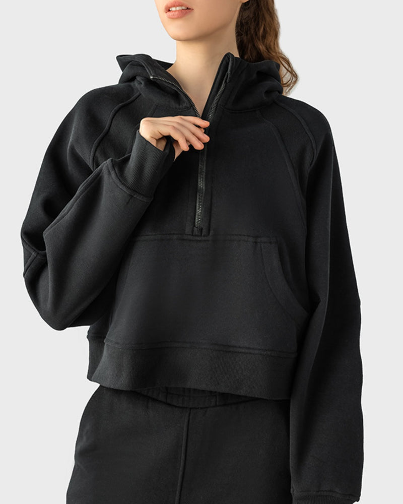 BEAUTIFUL I AM Half-Zip Long Sleeve Sports Hoodie