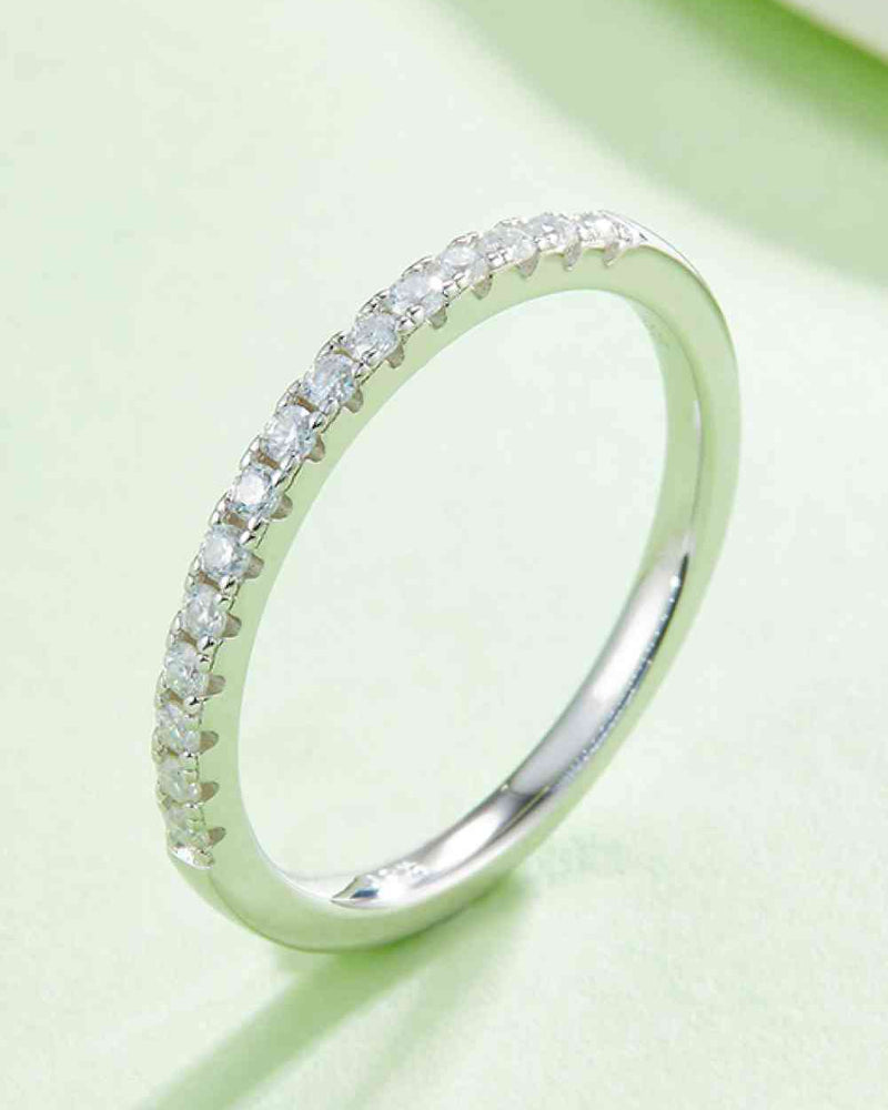 BEAUTIFUL I AM Moissanite Jewelry Platinum-Plated Half-Eternity Ring