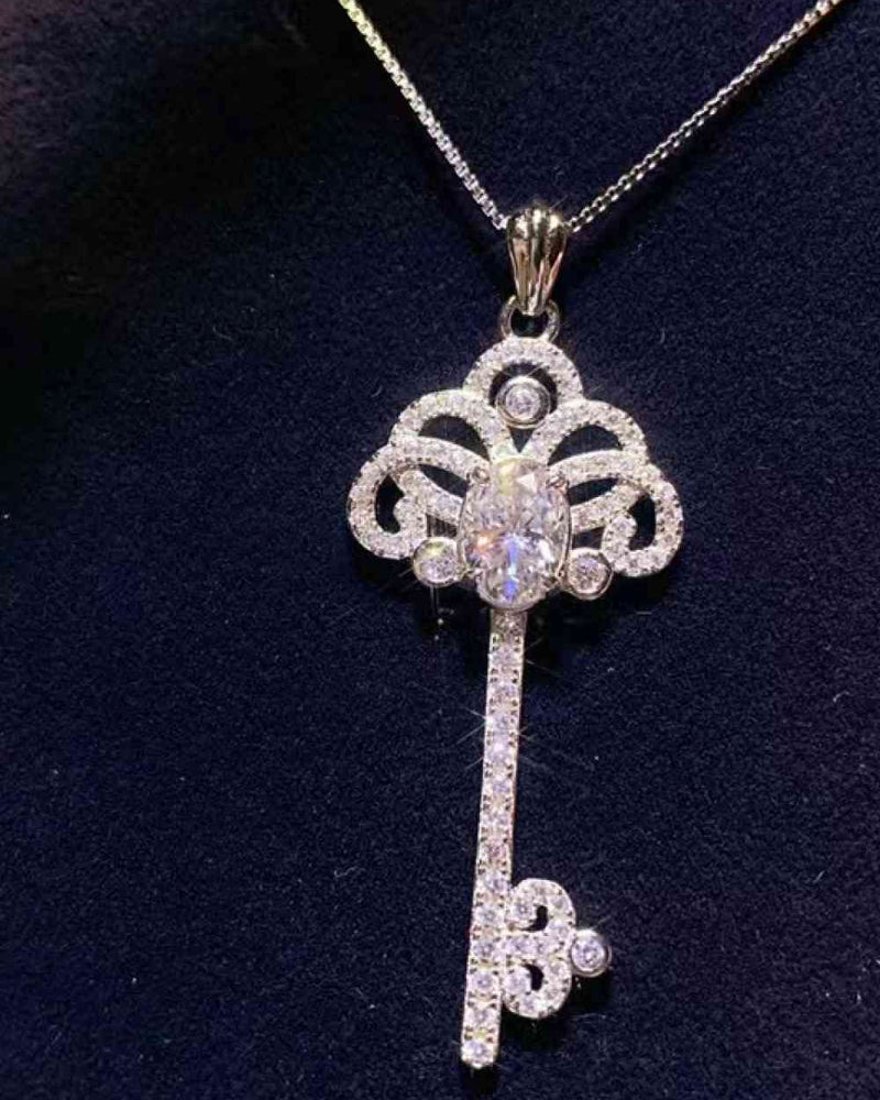 BEAUTIFUL I AM 1 Carat Moissanite Jewelry Key Pendant Necklace
