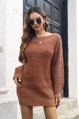 BEAUTIFUL I AM Drop Shoulder Lantern Sleeve Sweater Dress