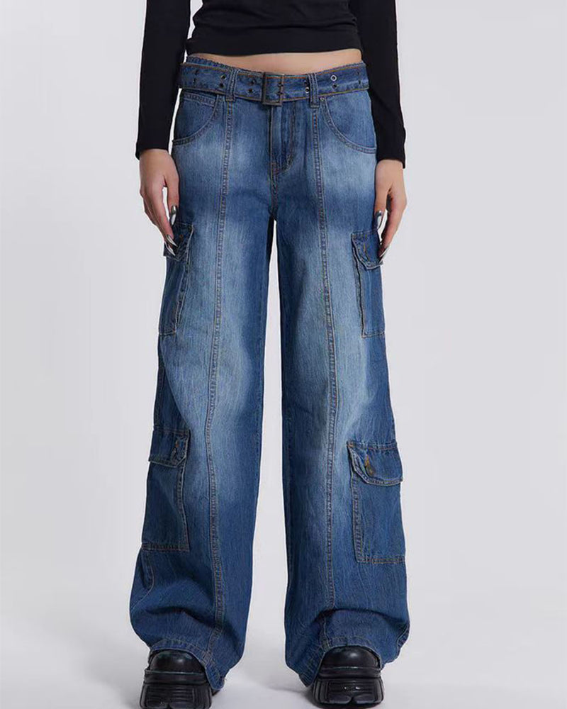 BEAUTIFUL I AM Button Fly Washed Jeans