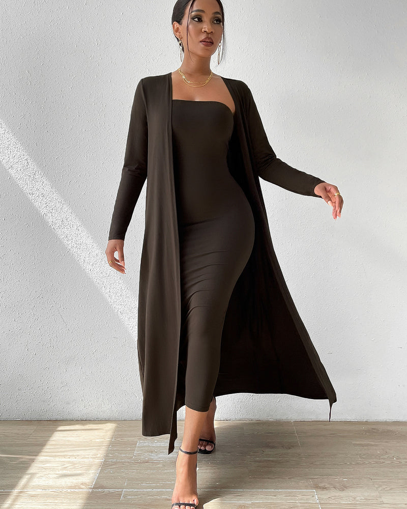 BEAUTIFUL I AM Strapless Dress and Cardigan Set
