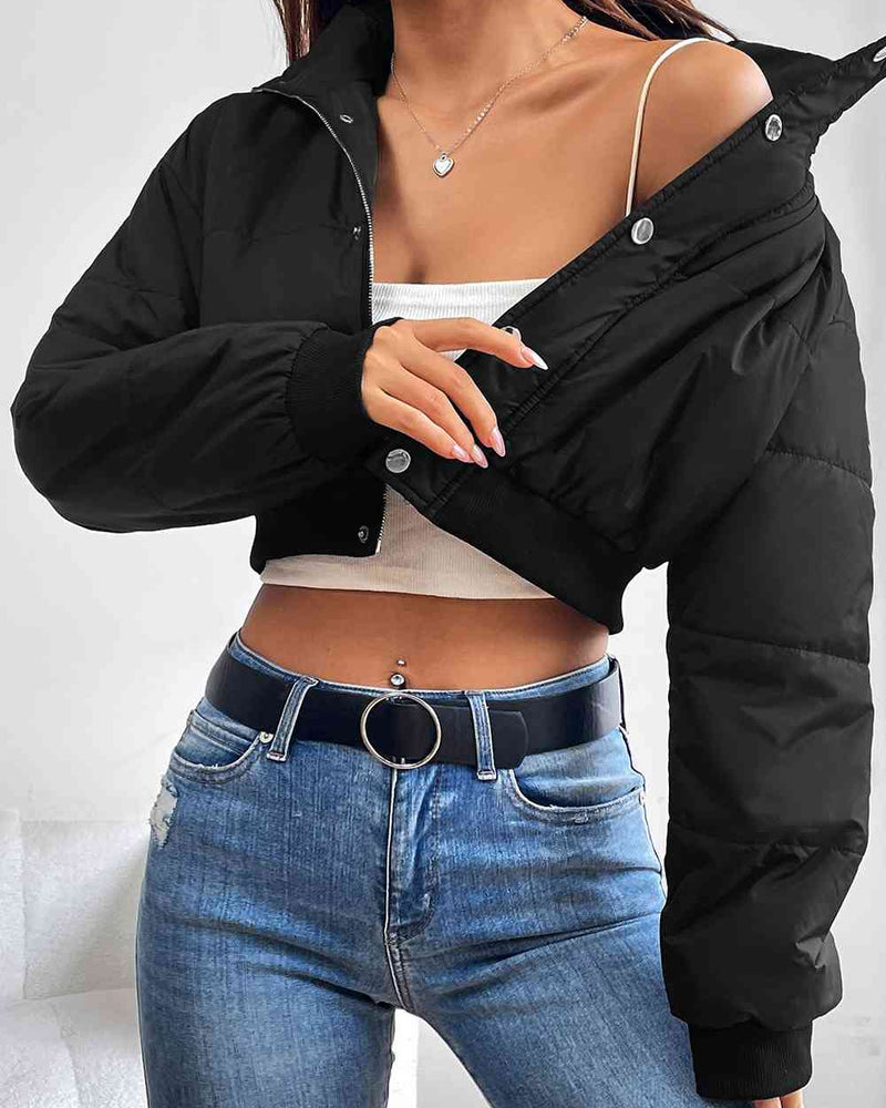 BEAUTIFUL I AM Snap and Zip Closure Winter Jacket Coat