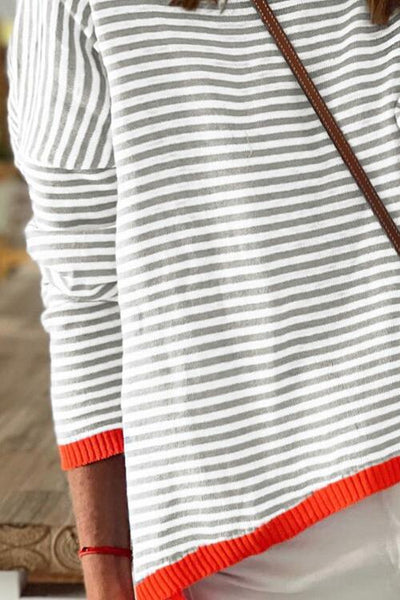 BEAUTIFUL I AM Striped Round Neck Drop Shoulder Shirt