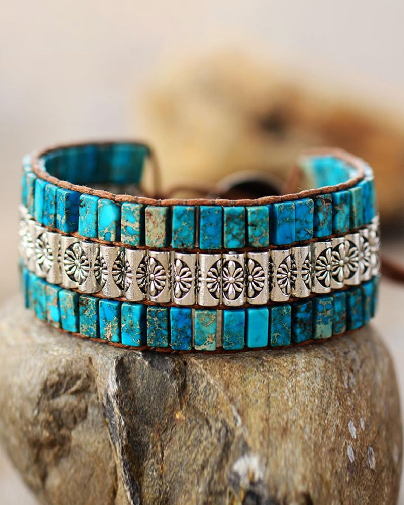 BEAUTIFUL I AM Handmade Triple Layer Natural Stone Bracelet Jewelry