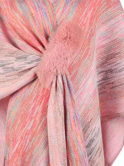 BEAUTIFUL I AM Heathered Fringe Hem Poncho