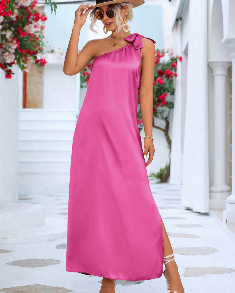BEAUTIFUL I AM One-Shoulder Slit Maxi Dress
