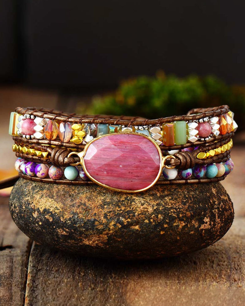 BEAUTIFUL I AM Handmade Crystal Beaded Natural Stone Bracelet Jewelry