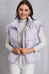 BEAUTIFUL I AM Zip Up Turtleneck Pocketed Vest Coat