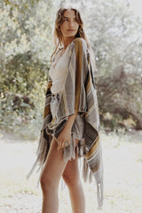 BEAUTIFUL I AM Leto Desert Wanderer Cow Skull Striped Poncho Cardigan