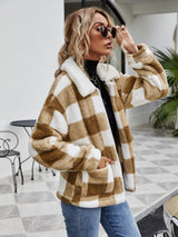 BEAUTIFUL I AM Plaid Zip-Up Collared Jacket