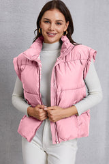 BEAUTIFUL I AM Zip Up Turtleneck Pocketed Vest Coat