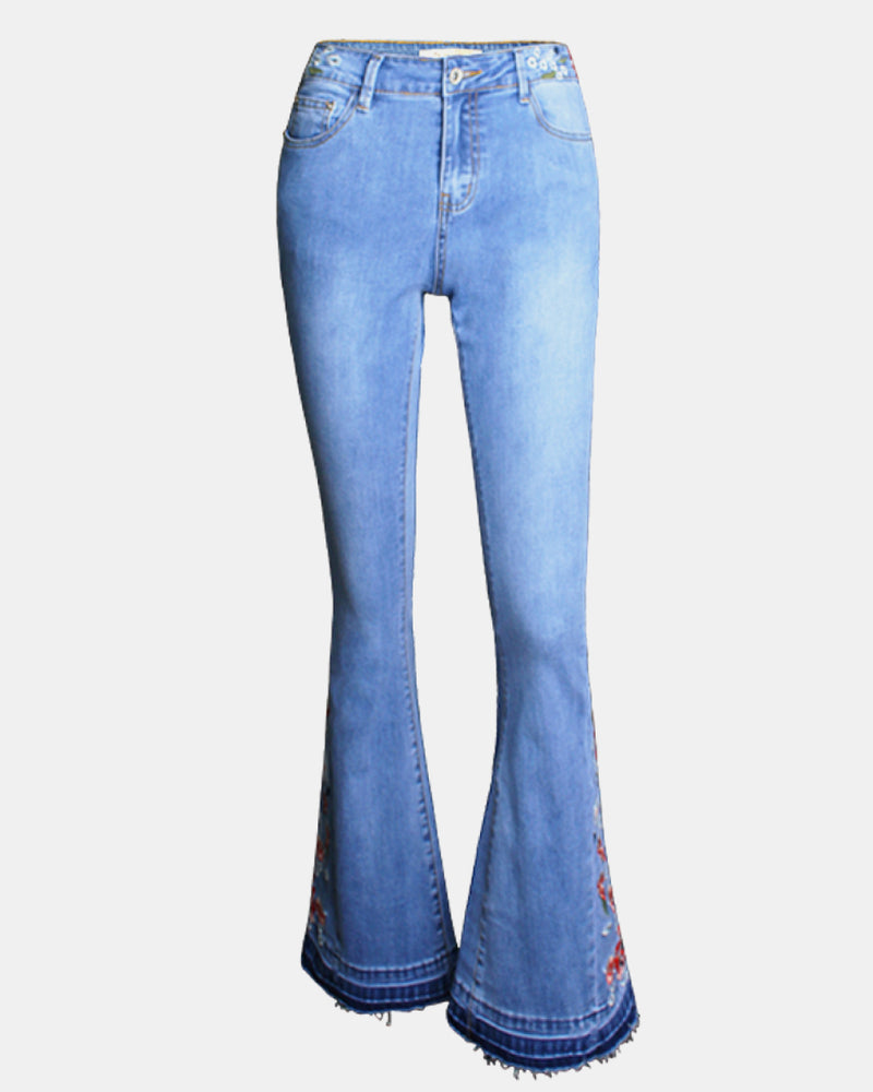 BEAUTIFUL I AM Full Size Button Fly Raw Hem Flare Jeans
