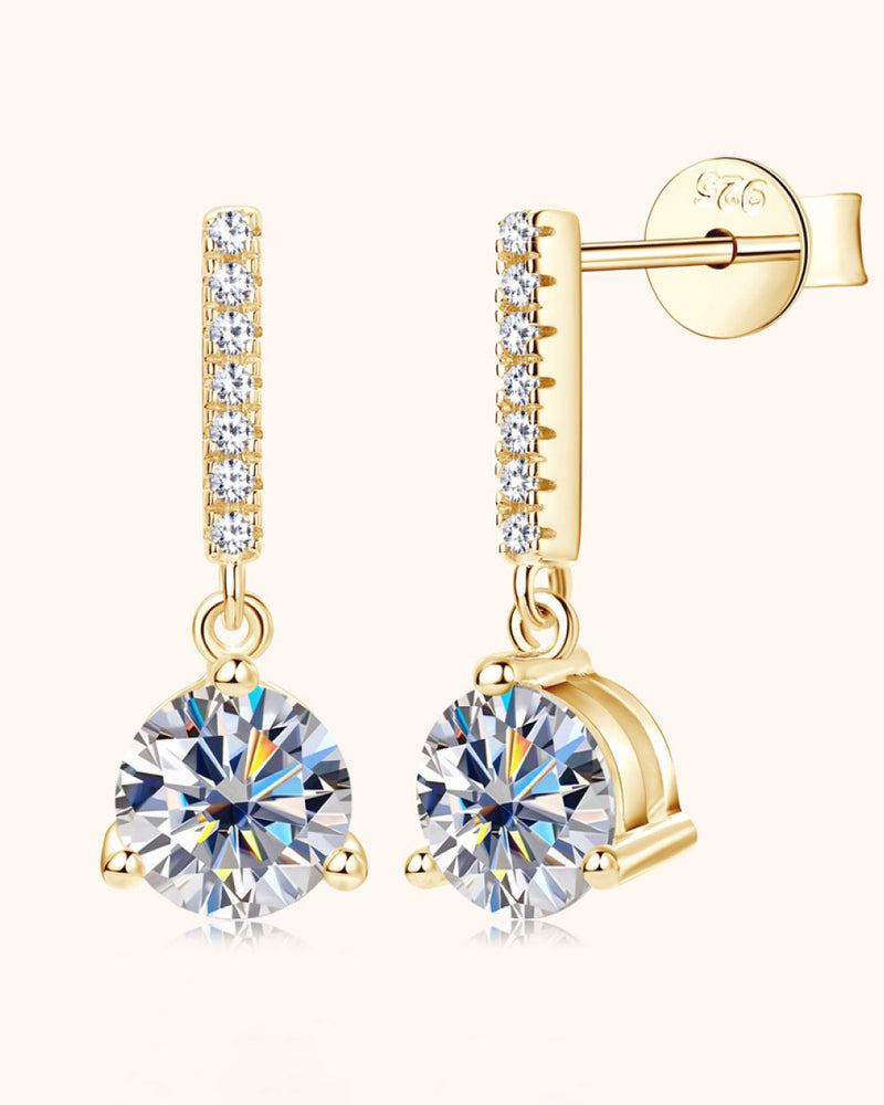 BEAUTIFUL I AM 2 Carat Moissanite Jewelry 925 Sterling Silver Drop Earrings