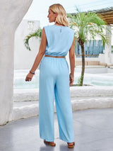BEAUTIFUL I AM Round Neck Sleeveless Top and Drawstring Pants Set